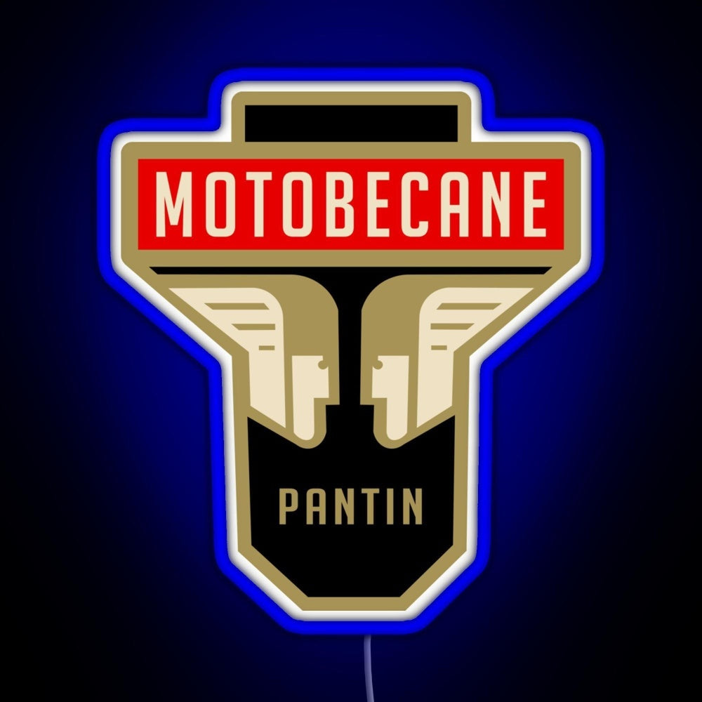 Motobecane Headstock Rgb Neon Sign - Neon sign mounted on wall in room