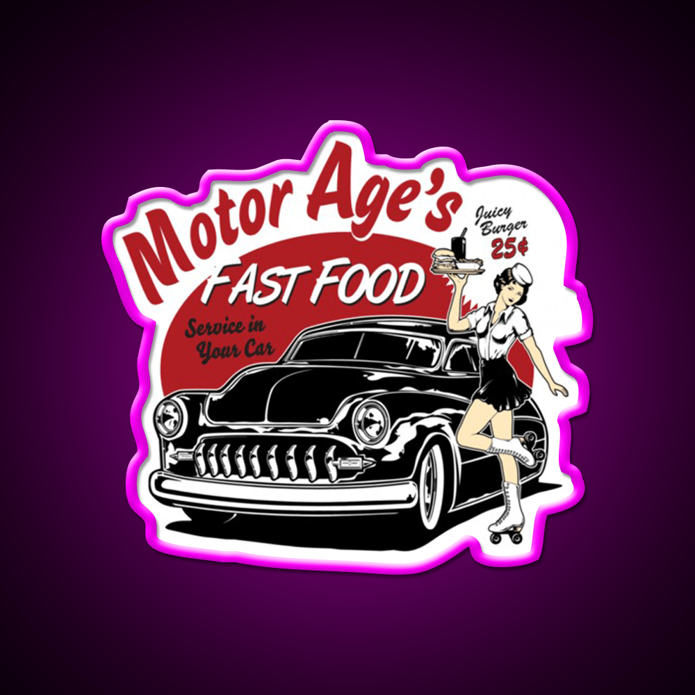 Motor Age Fast Food Essential Fast Food Led Neon Sign For Burger Place Rgb Color - Shineneon
