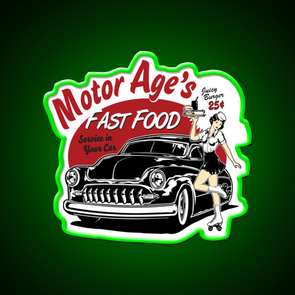 Motor Age Fast Food Essential Fast Food Led Neon Sign For Burger Place Rgb Color - Shineneon
