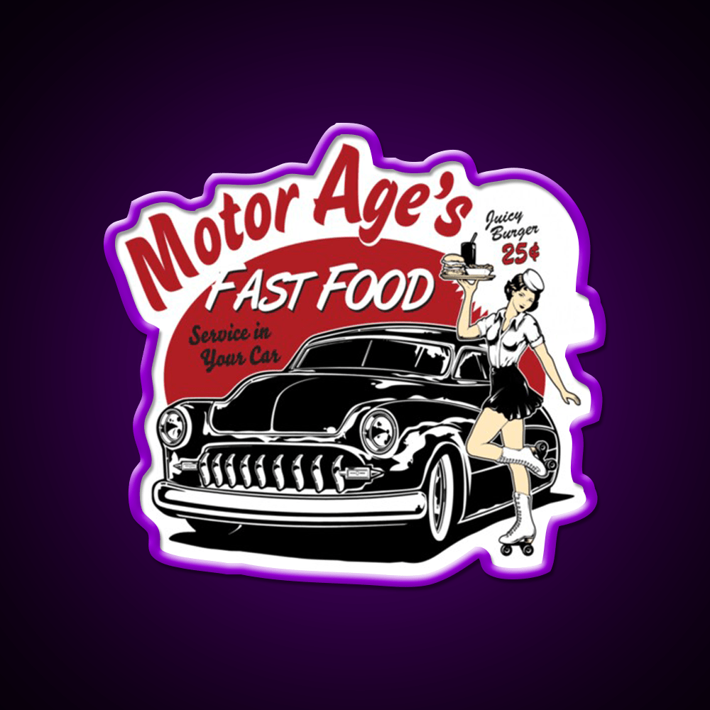 Motor Age Fast Food Essential Fast Food Led Neon Sign For Burger Place Rgb Color - Shineneon