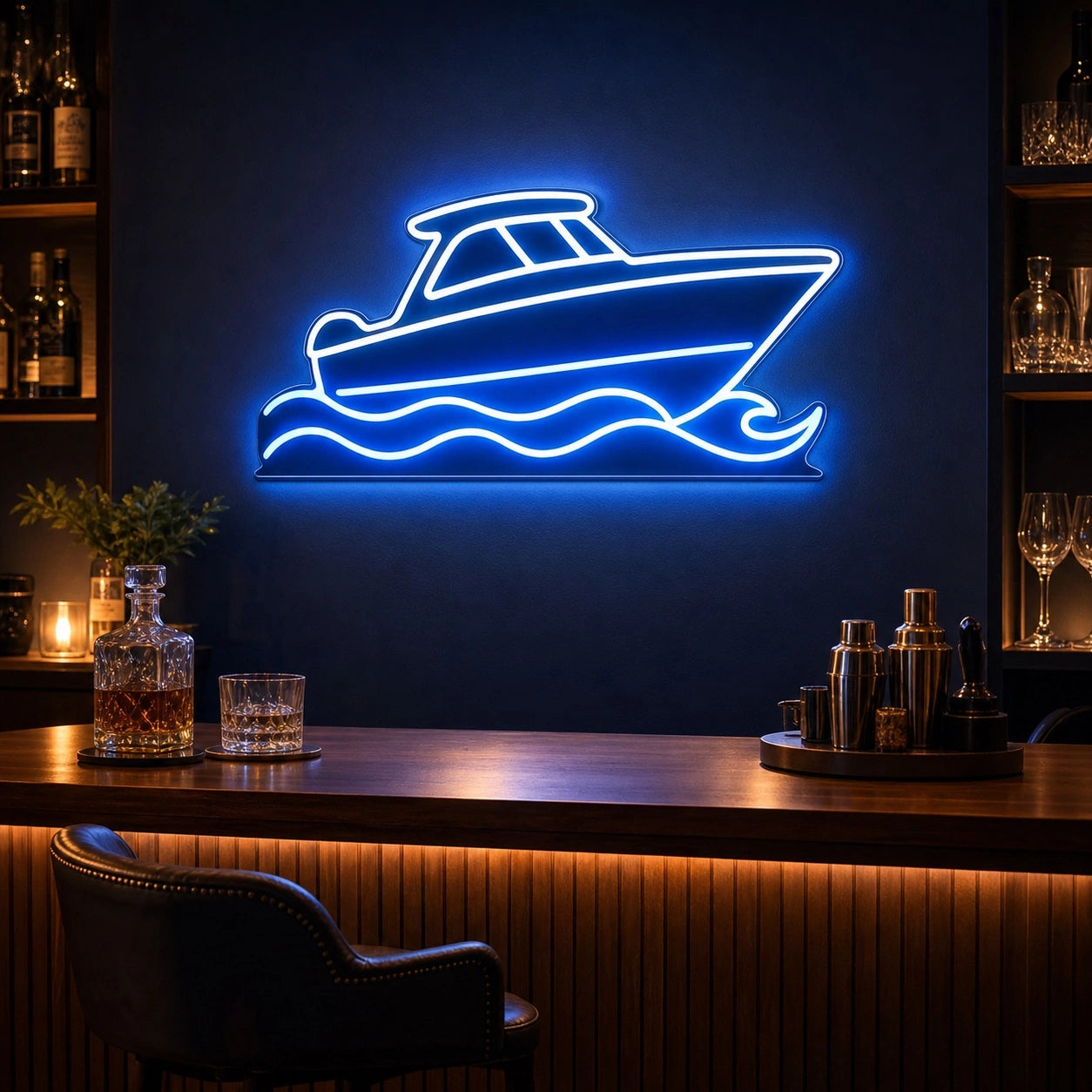 Motorboat On Waves LED Neon Sign high-converting product image