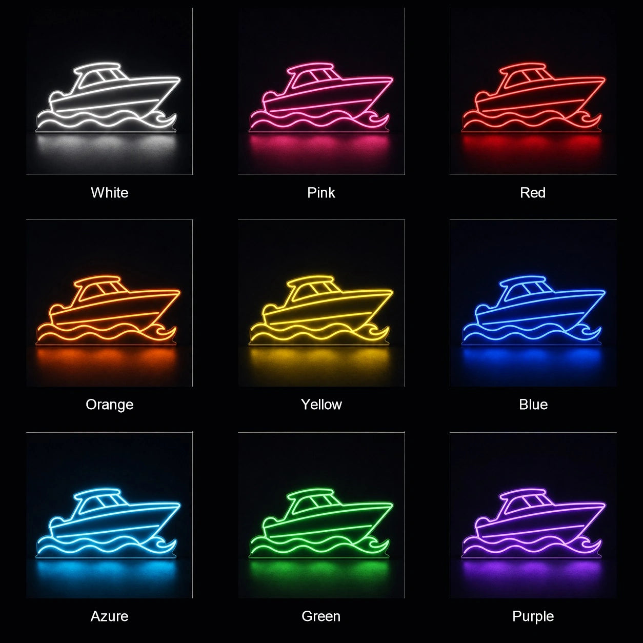 Motorboat On Waves LED Neon Sign color grid