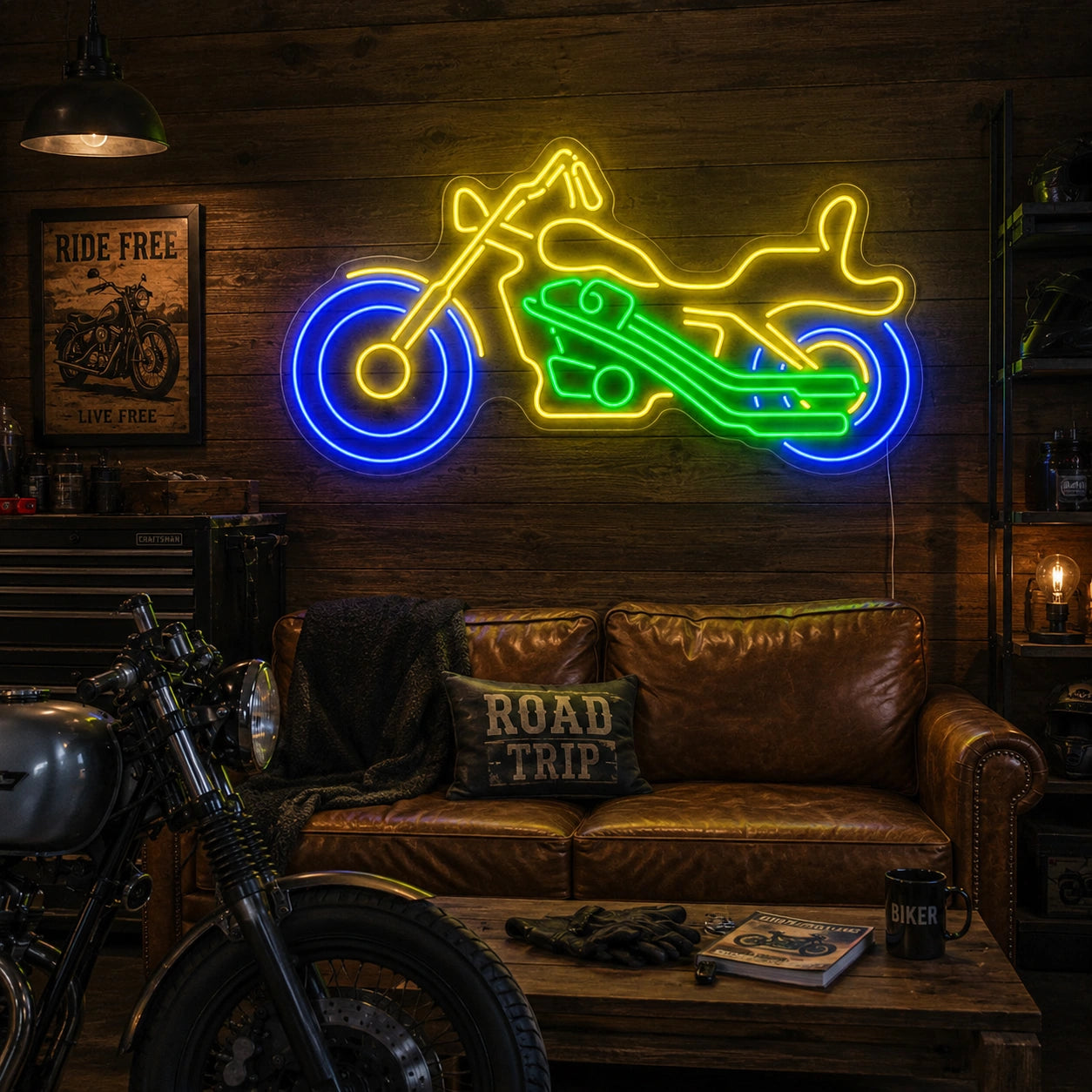 Motorcycle Lounge Neon Sign LED Neon Sign real lifestyle scene