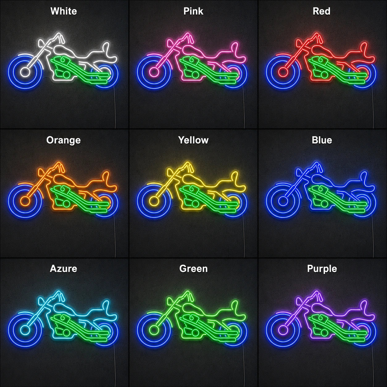 Motorcycle Lounge Neon Sign LED Neon Sign color grid