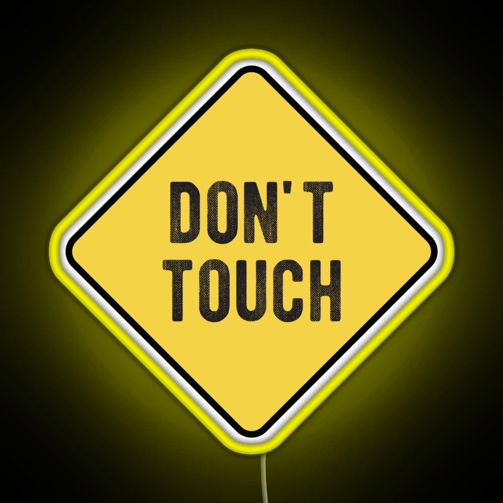 Motorcycle Or Biker Helmet Design Dont Touch Warning Rgb Neon Sign - Custom LED neon sign front view