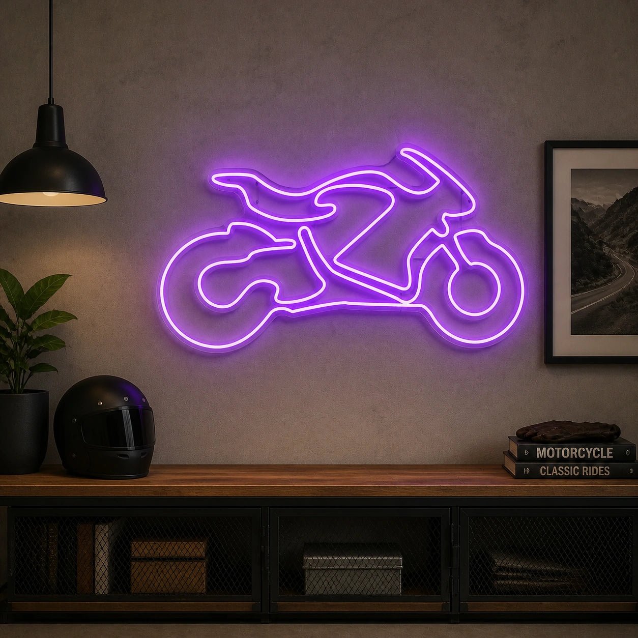 Motorcycle Side Profile Vintage LED Neon Sign - Shineneon