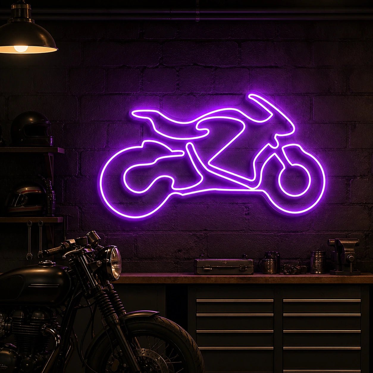 Motorcycle Side Profile Vintage LED Neon Sign - Shineneon