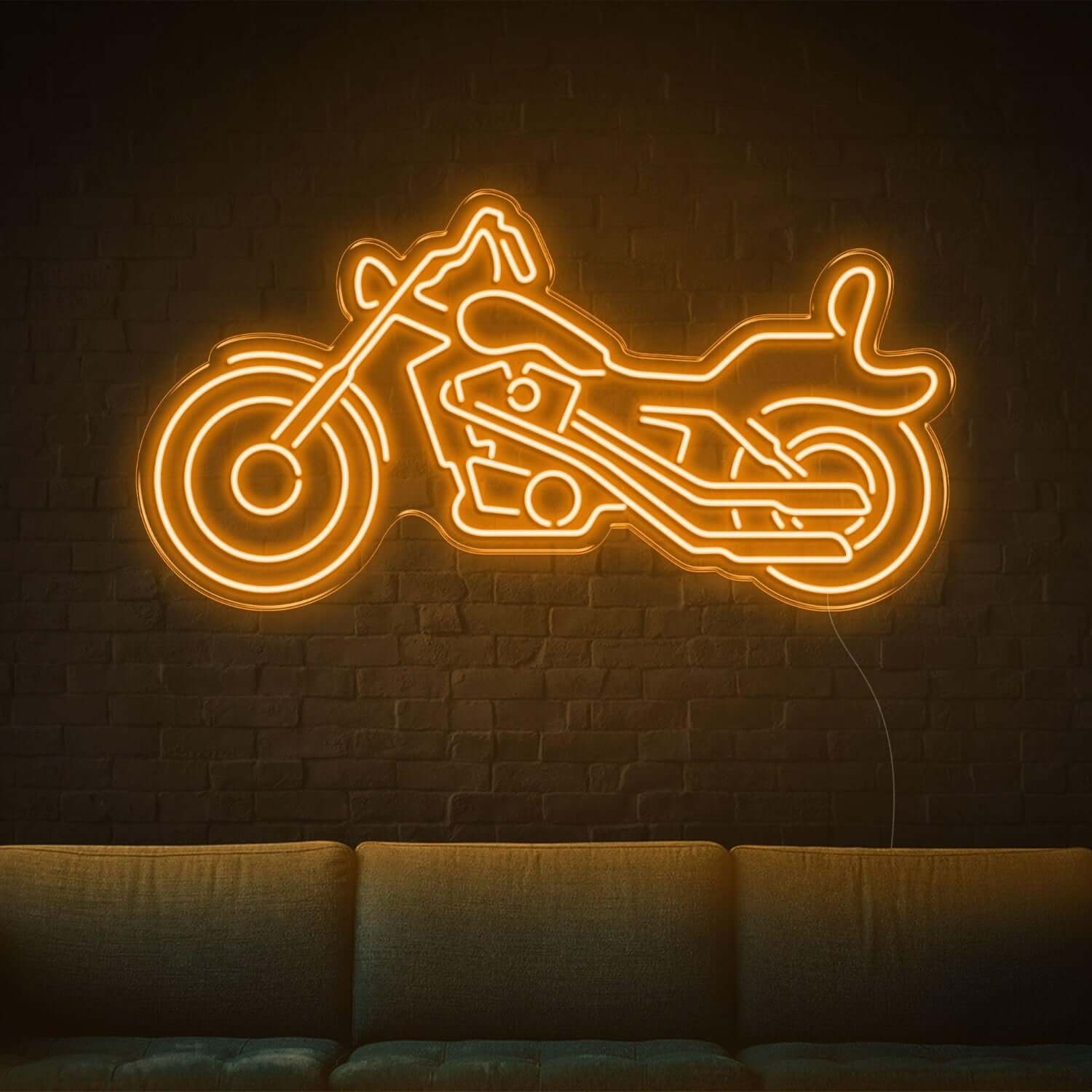 Motorcycle Silhouette Amber Led Neon Sign For Industrial Wall Décor | Shineneon