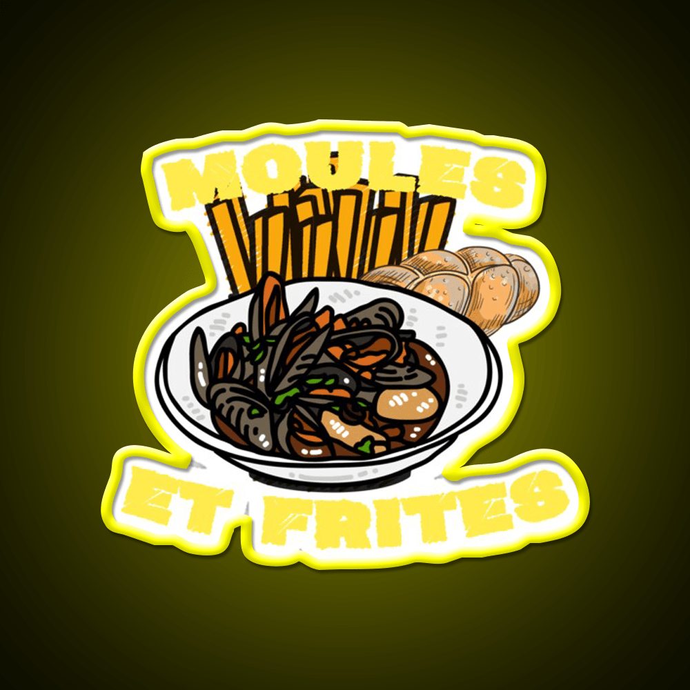 Moules Et Frites Fast Food Led Neon Sign For Burger Place Rgb Color - Shineneon