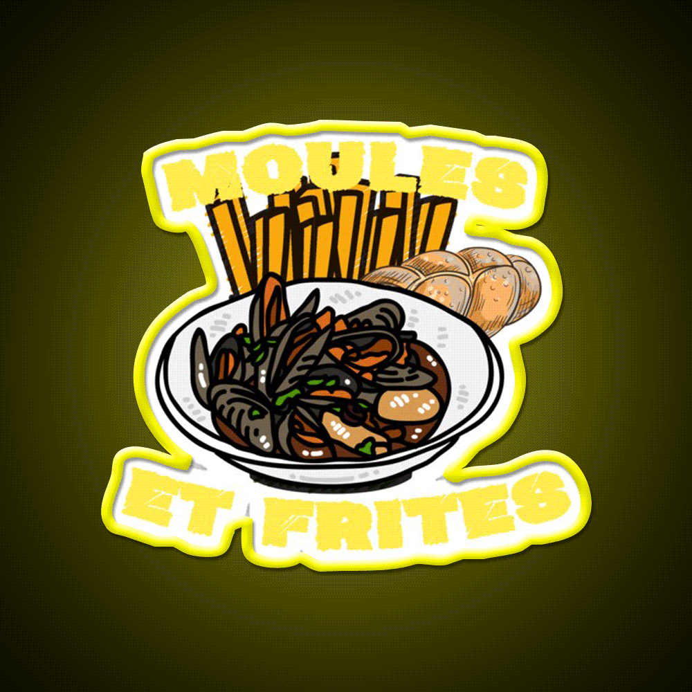 Moules Et Frites Fast Food Led Neon Sign For Burger Place Rgb Color - Custom LED neon sign front view