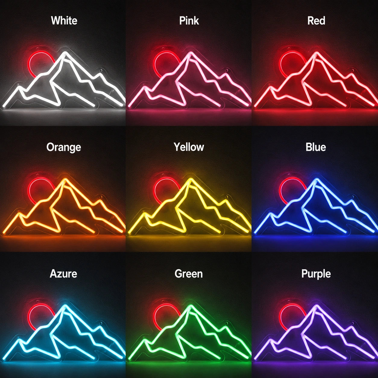 Mountain Lake Wall Neon Sign LED Neon Sign color grid