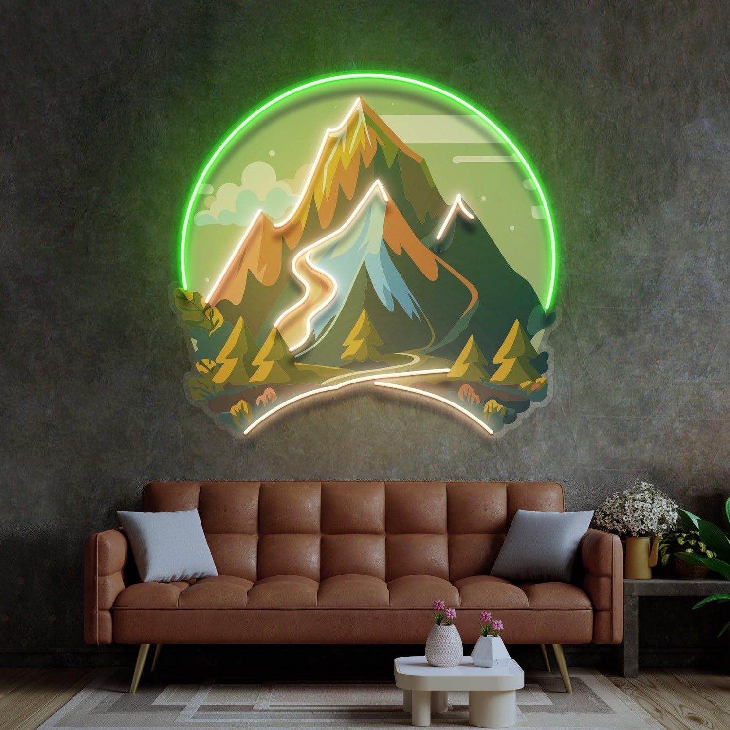 Mountain Landscape Multicolor Uv Printed Led Neon Sign For Indoor Wall Art Decor | Shineneon