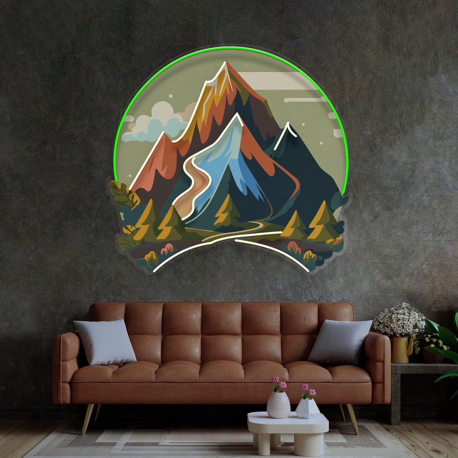 Mountain Landscape Multicolor Uv Printed Led Neon Sign For Indoor Wall Art Decor | Shineneon