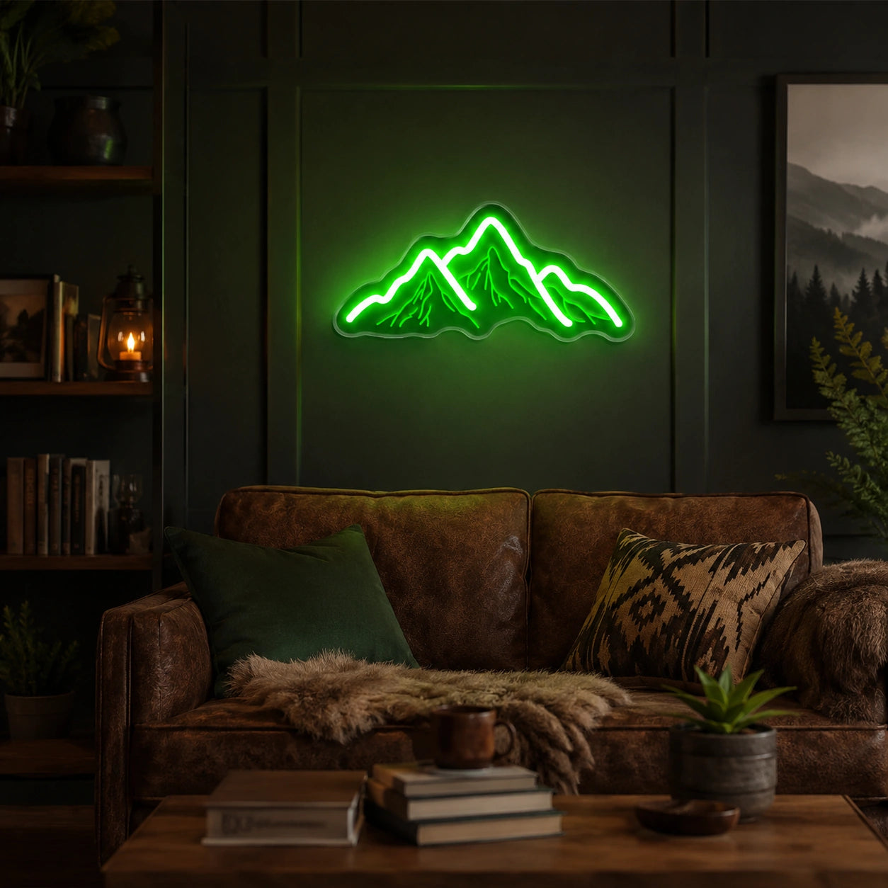 Mountain Peaks LED Neon Sign Man Cave Neon Sign real lifestyle scene