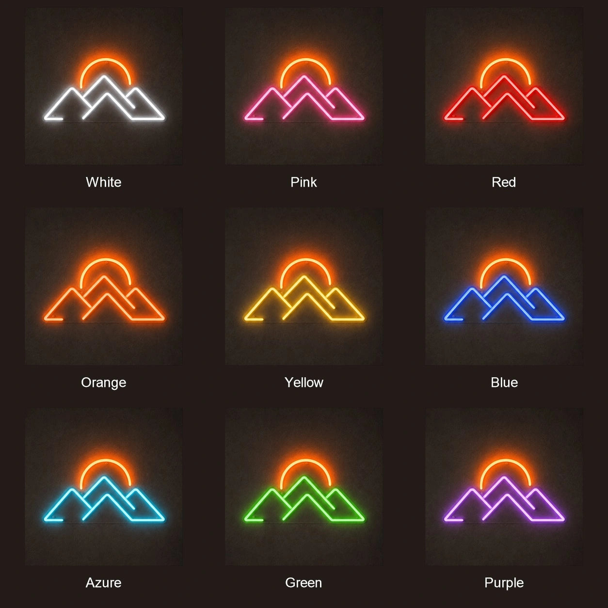 Mountain Peaks Sunset LED Neon Sign color grid
