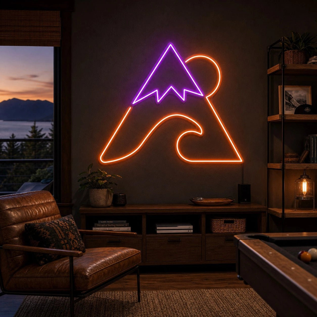 Mountain Sun And Curling Wave LED Neon Sign - Shineneon