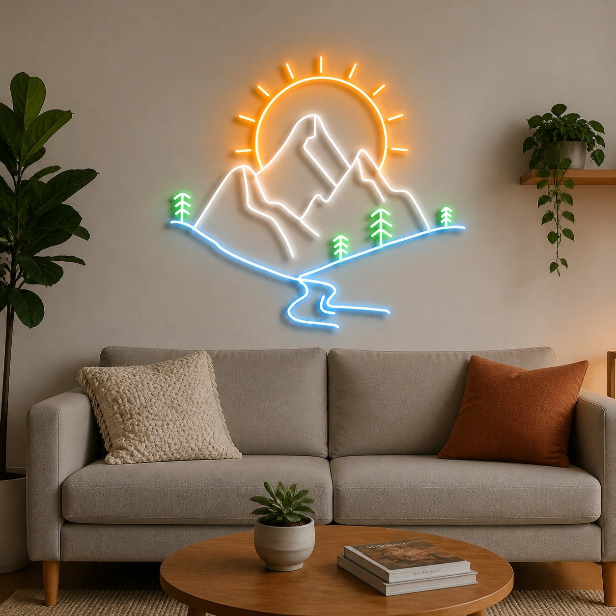 Mountain Sun River Pines Vintage LED Neon Sign size image