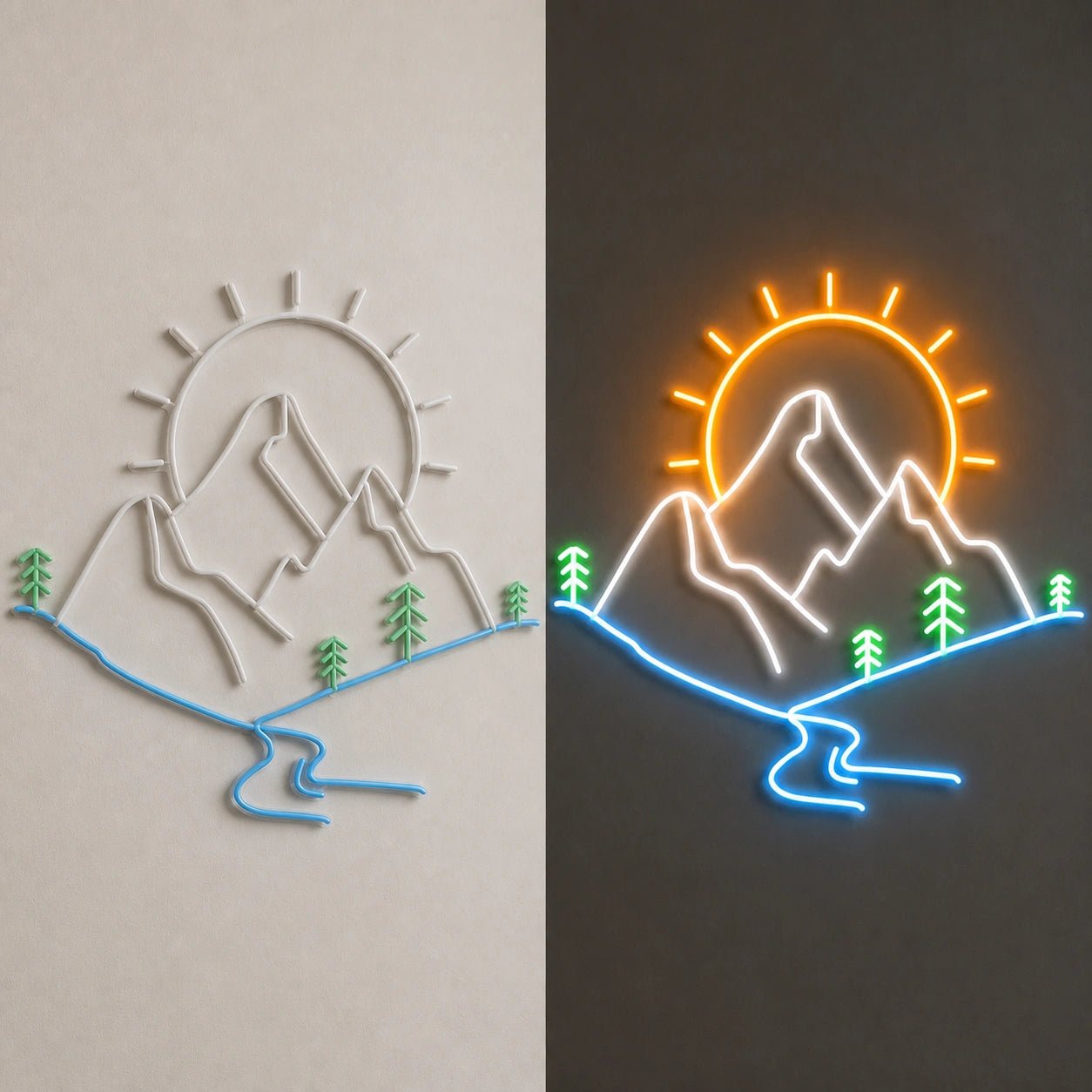 Mountain Sun River Pines Vintage LED Neon Sign - Shineneon