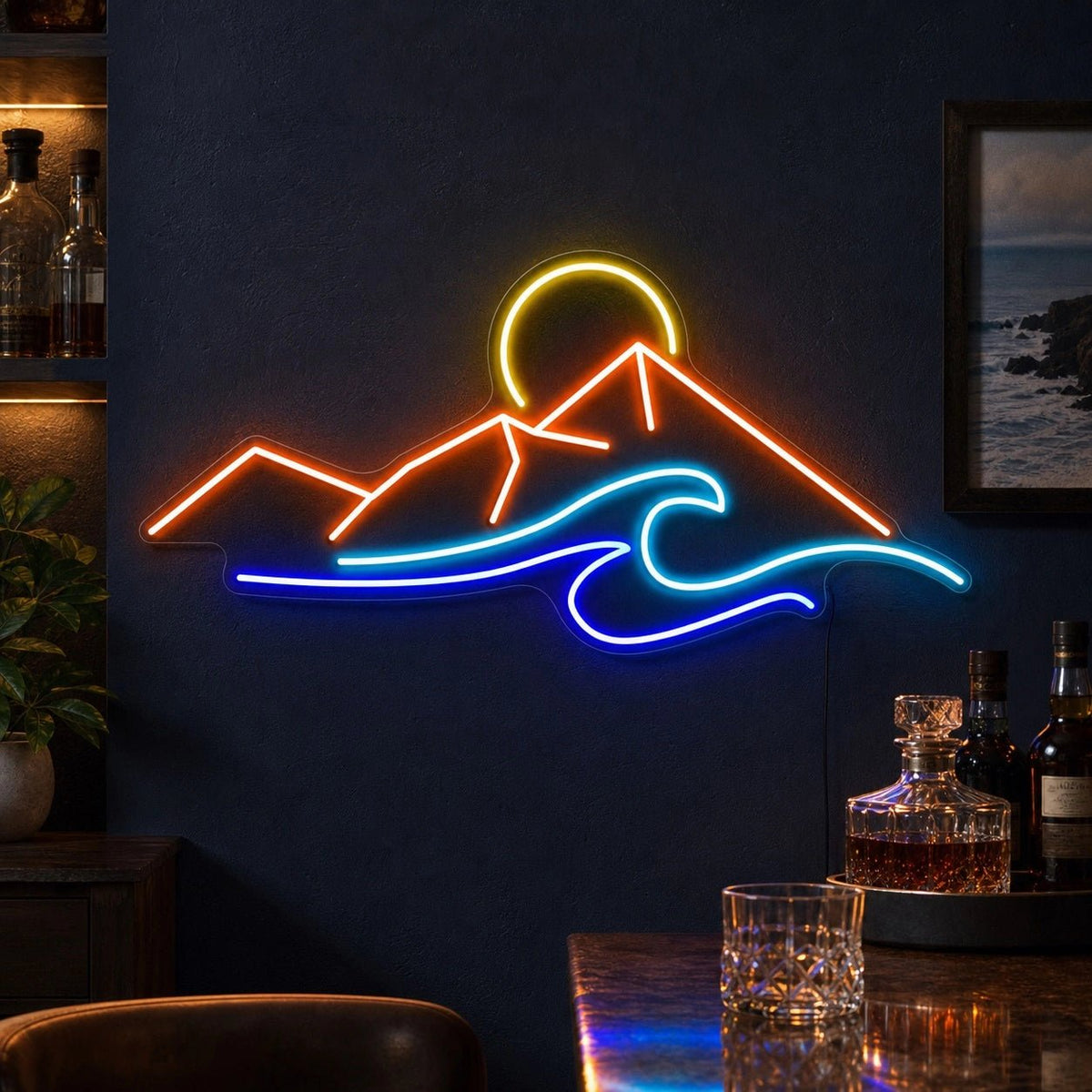 Mountain Sunrise And Ocean Wave LED Neon Sign - Shineneon