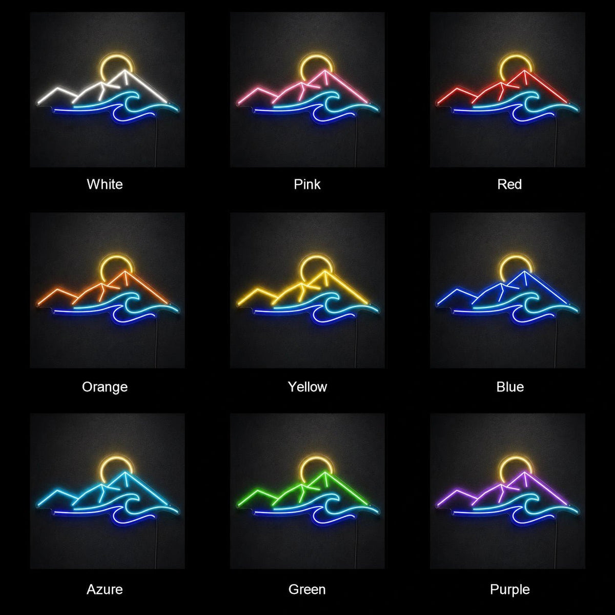 Mountain Sunrise And Ocean Wave LED Neon Sign - Shineneon