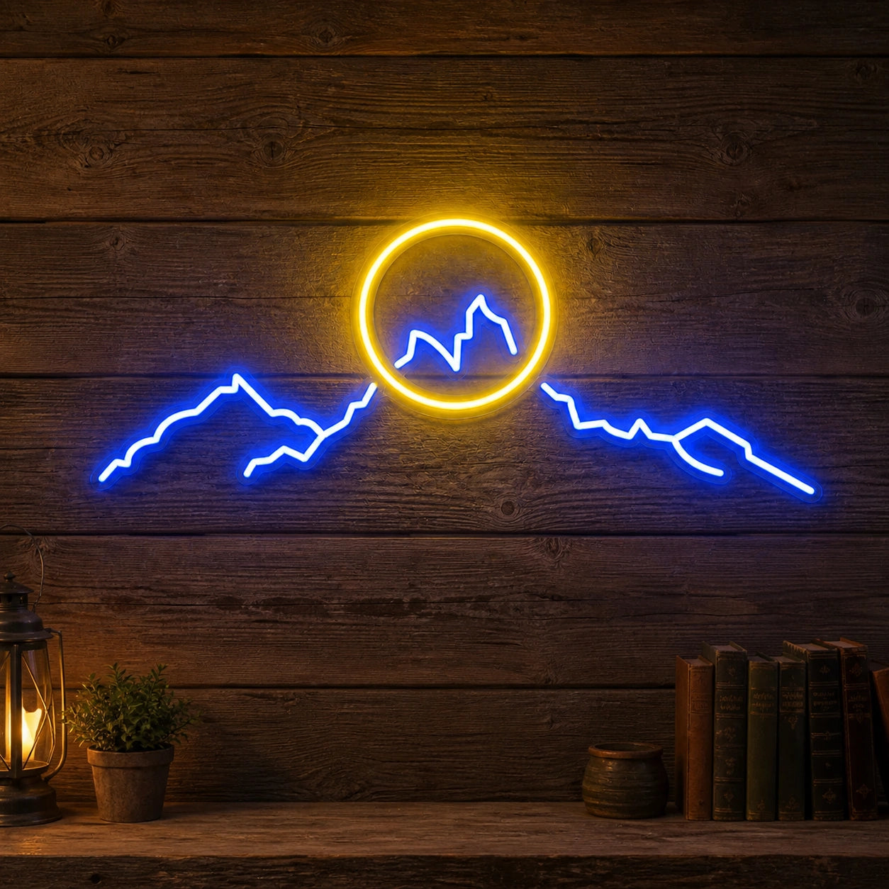 Mountain Sunrise Landscape Vintage LED Neon Sign real lifestyle scene