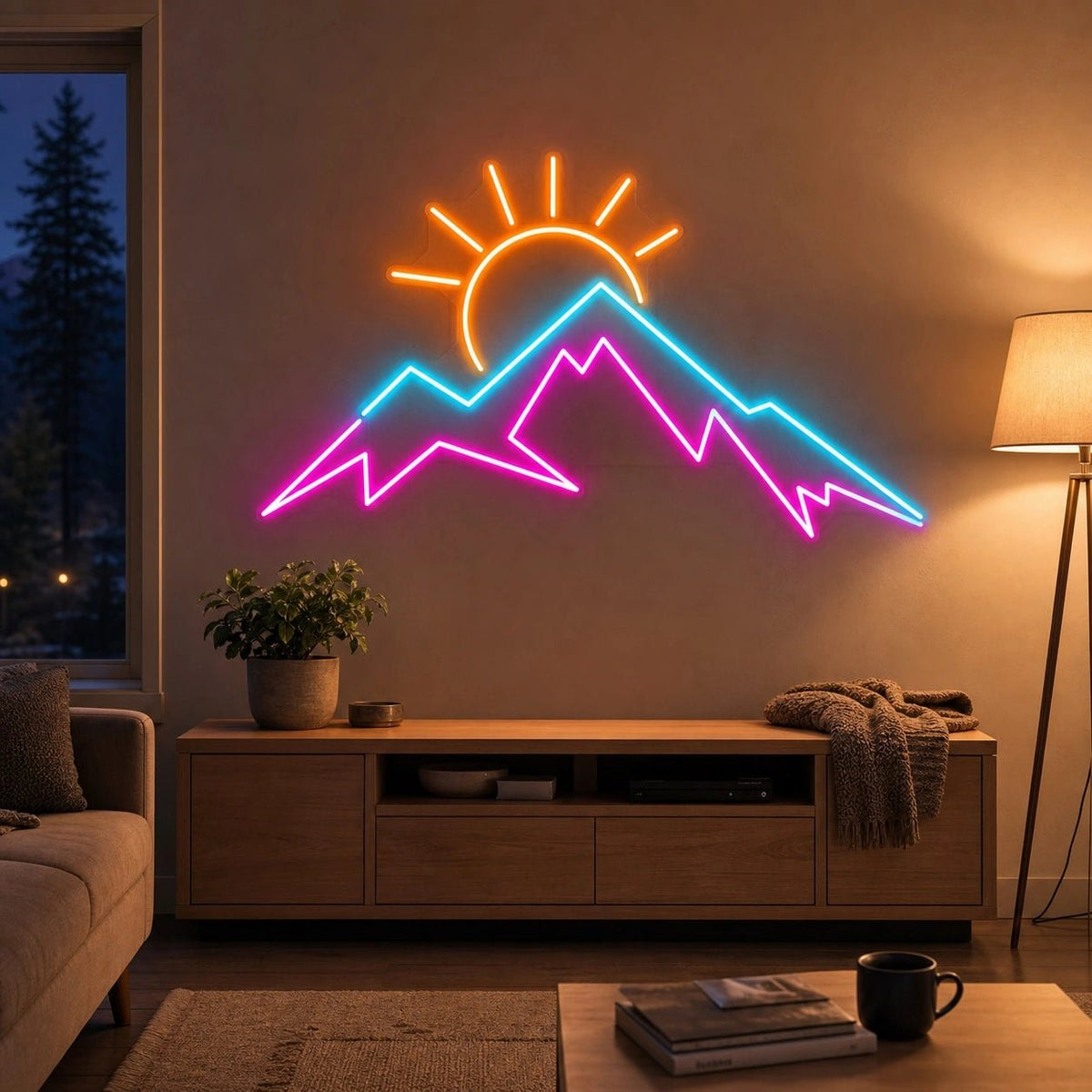 Mountain Sunrise Peaks LED Neon Sign - Shineneon