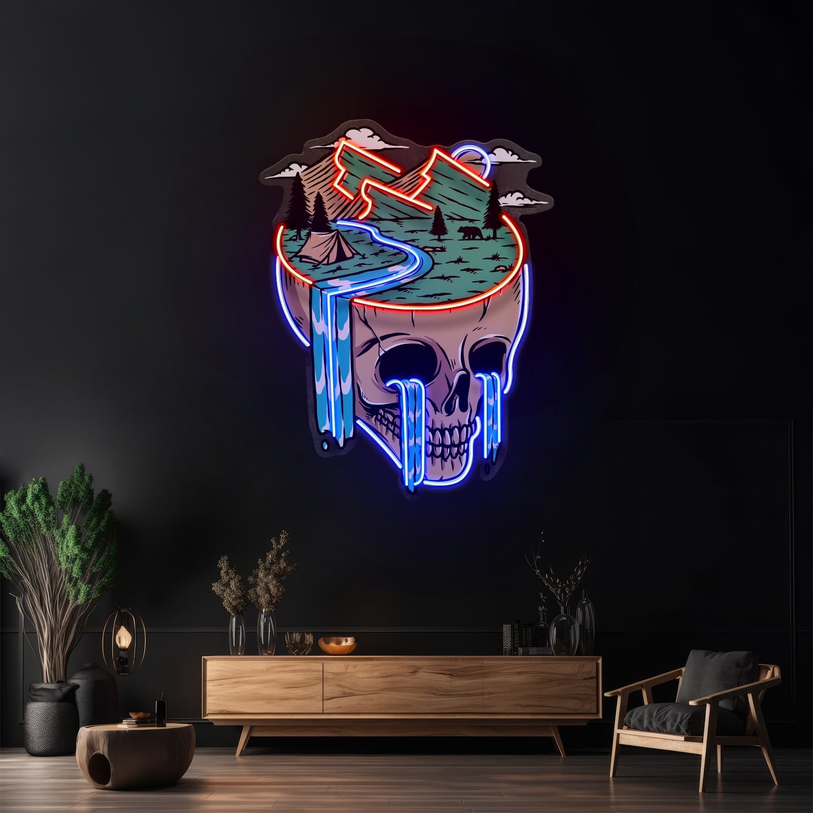 Mountain View Skull Led Neon Sign Light Custom Led Signs - Shineneon