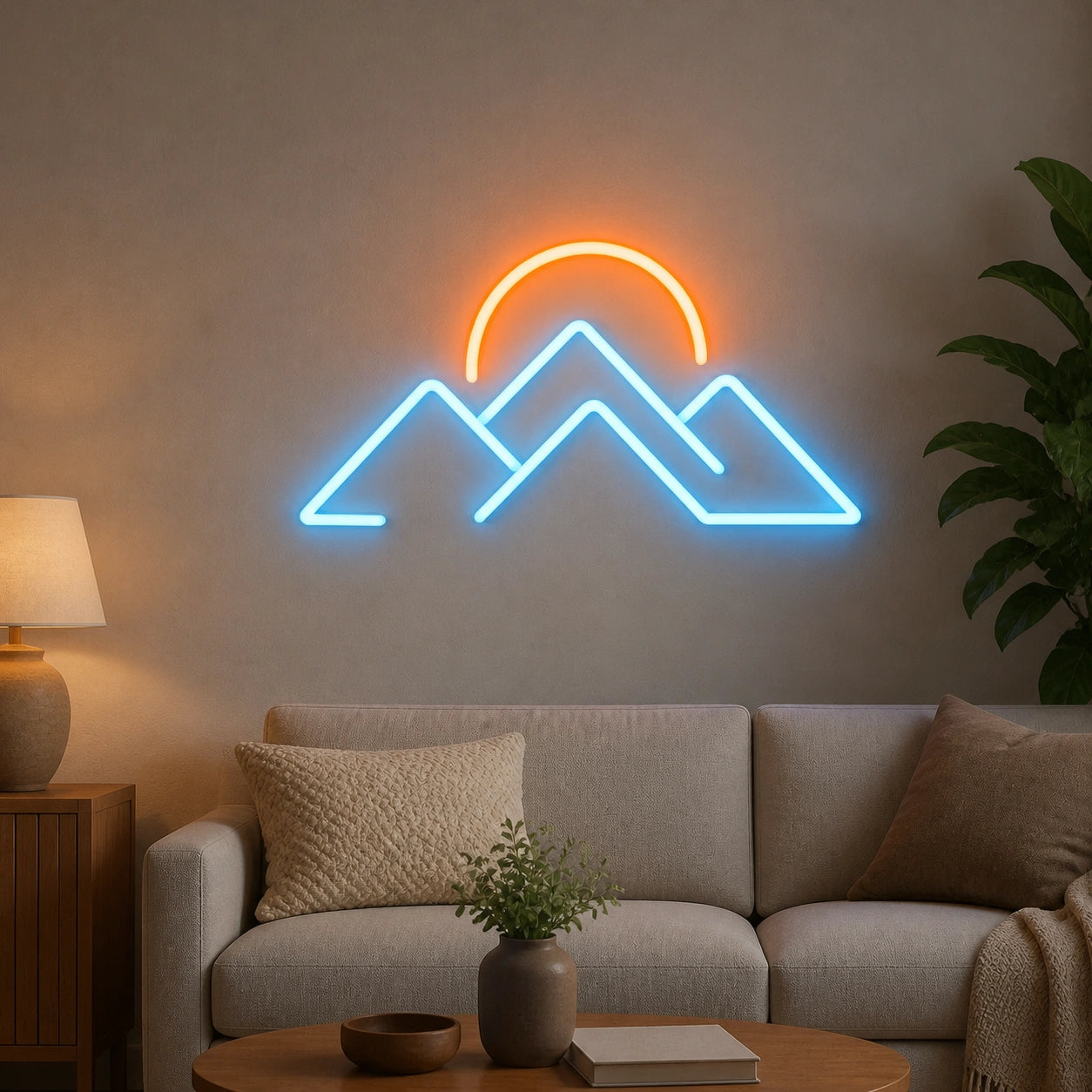 Mountains Sunset Vintage LED Neon Sign size image