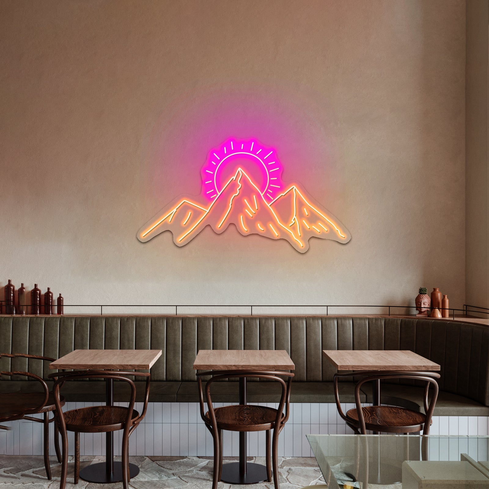 Mountains With Sun Artwork Led Signs For Business - Shineneon