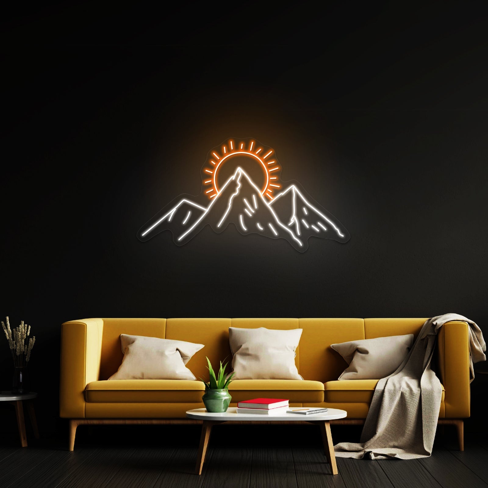 Mountains With Sun Artwork Led Signs For Business - Shineneon