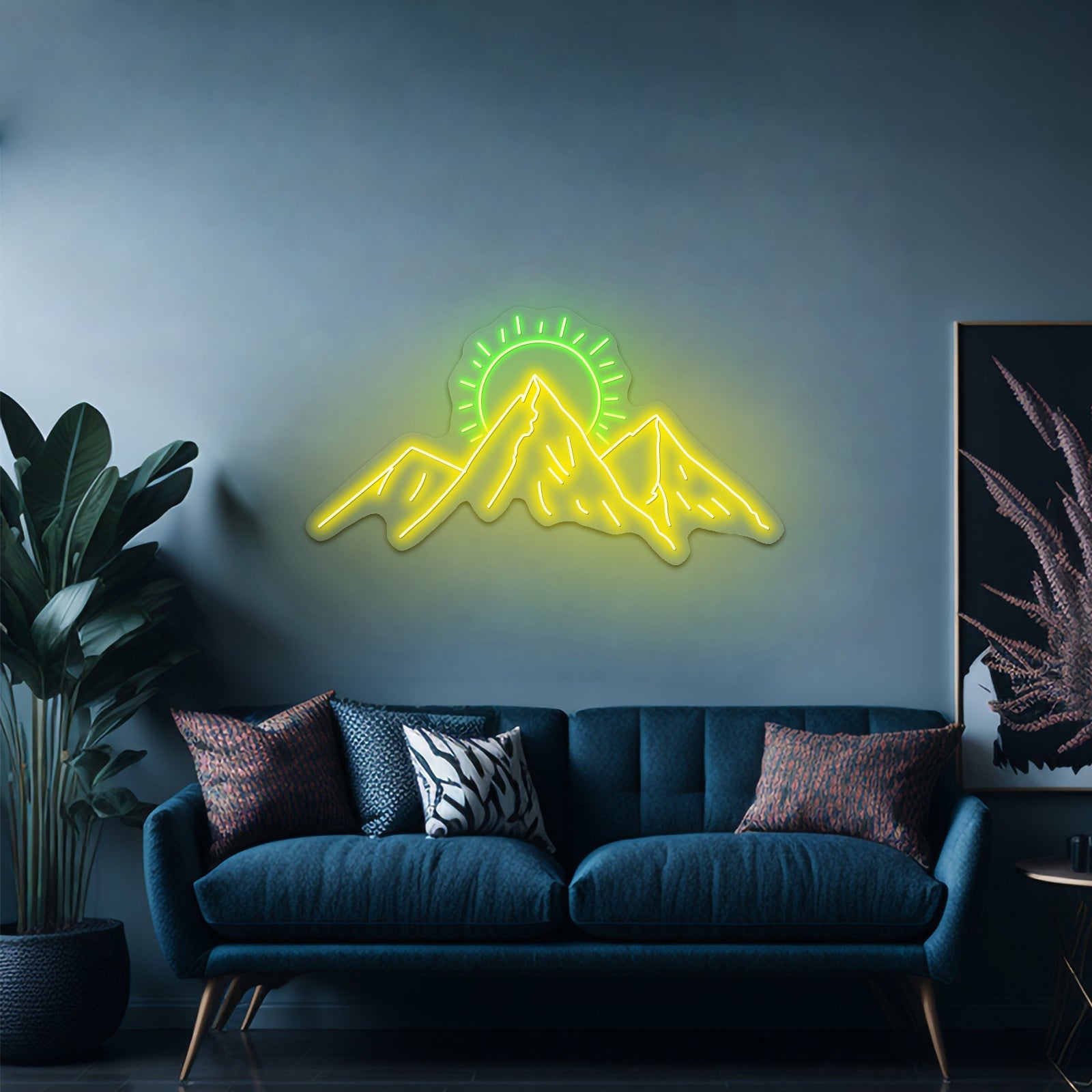 Mountains With Sun Artwork Led Signs For Business - Shineneon