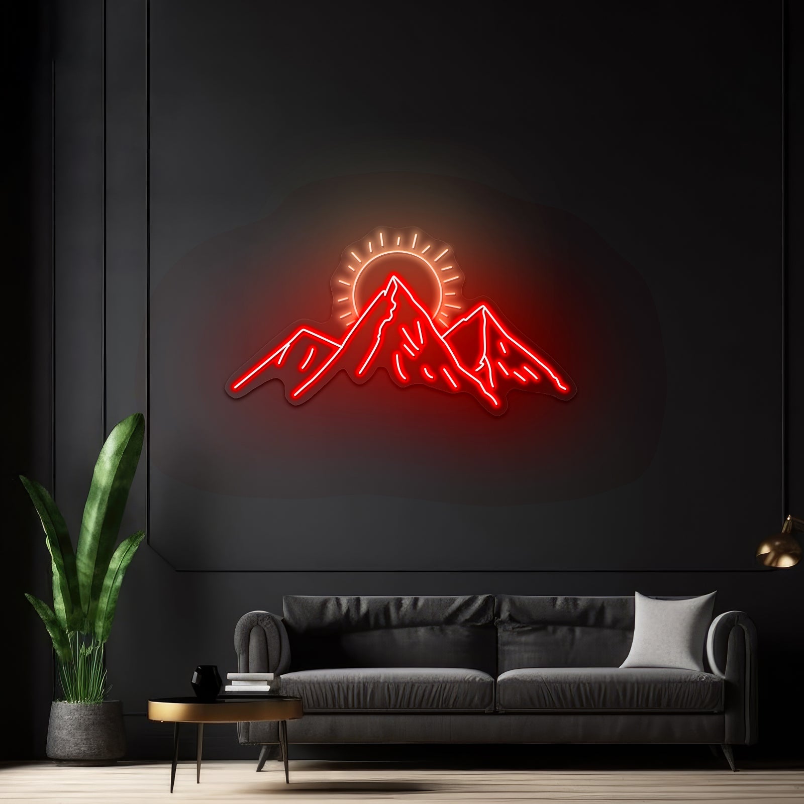 Mountains With Sun Artwork Led Signs For Business - Shineneon