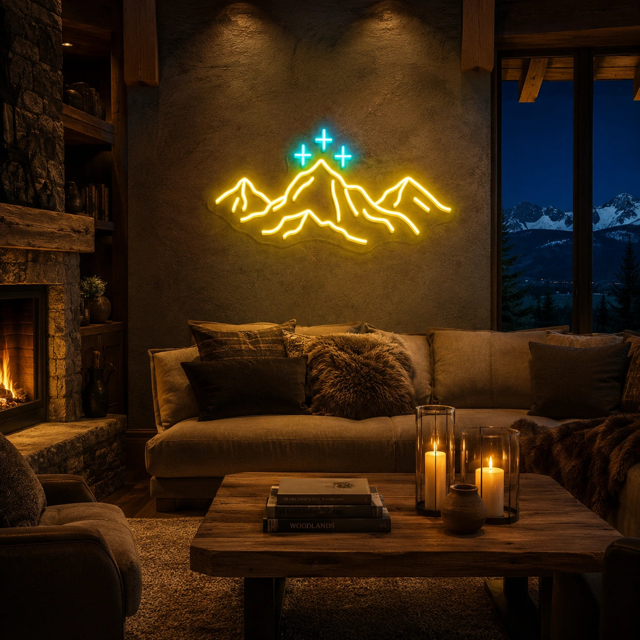 Mountains With Three Crosses LED Neon Sign real lifestyle scene