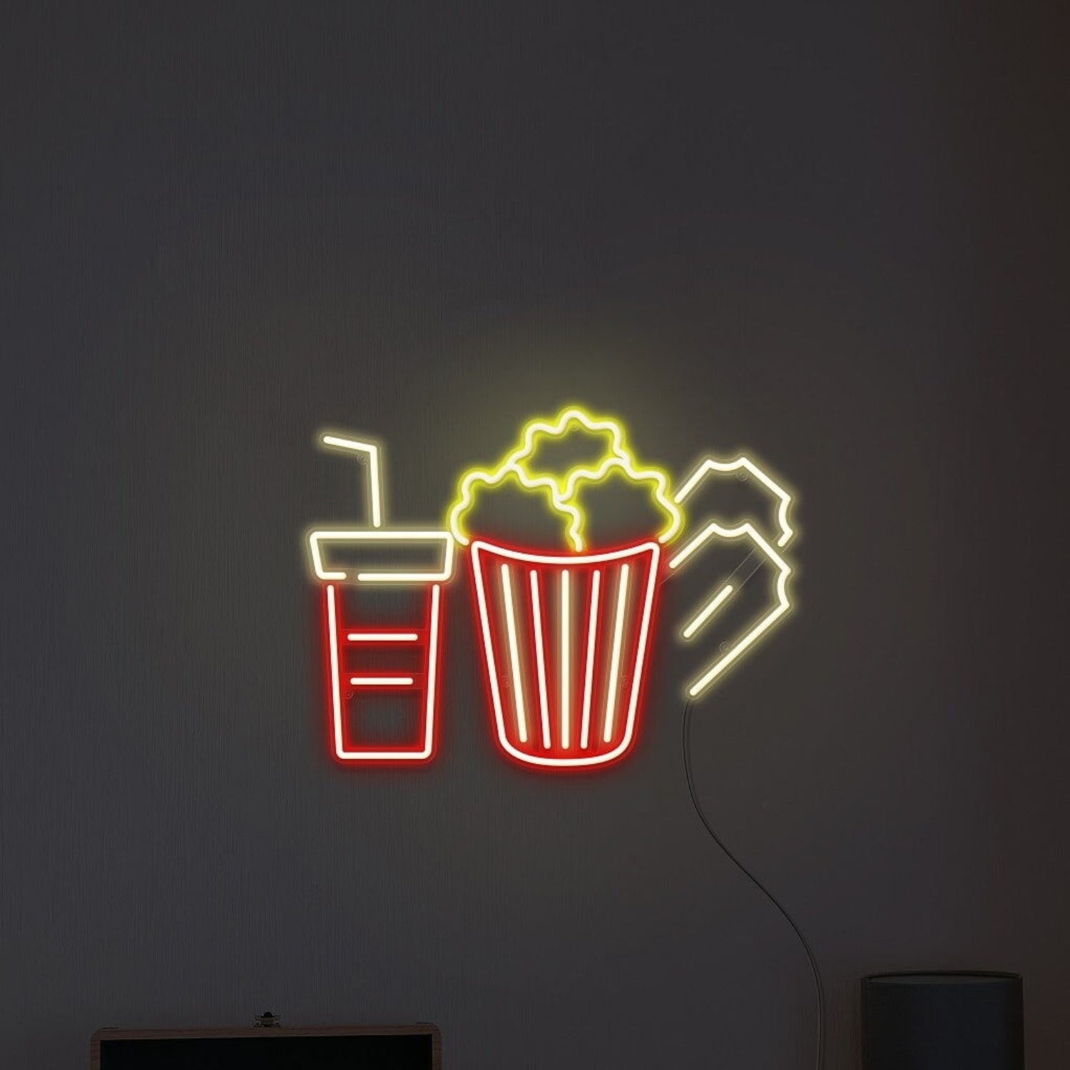 Movie Night Popcorn Led Neon Sign For Home Theaters And Movie Lovers | Shineneon