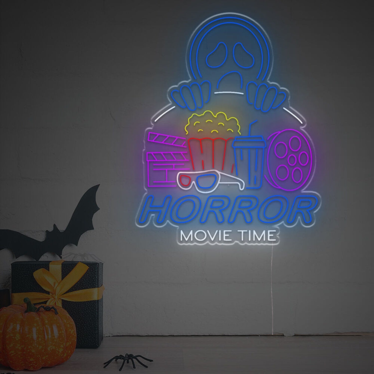 Movie Nights Halloween Celebrations Ghost Face Led Neon Sign | Shineneon