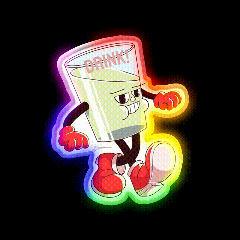 Mr Glass Walking And Smile Party Drink Tequila Led Neon Sign Rgb Color - LED neon sign close-up detail