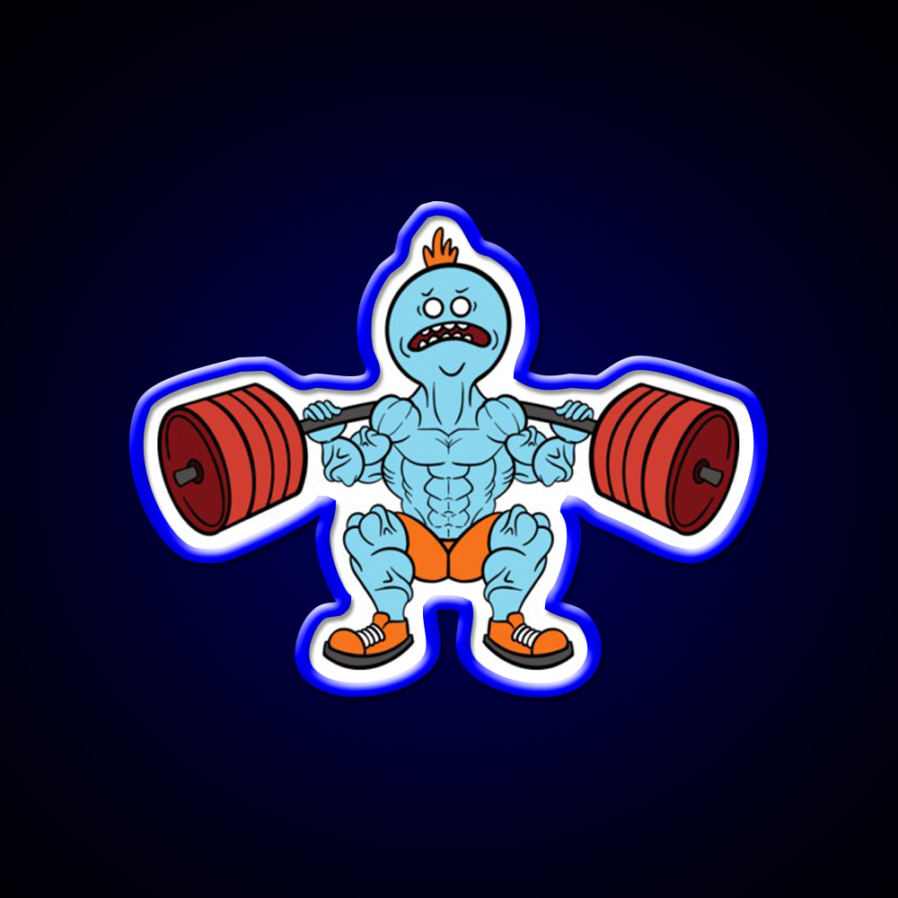 Mr Meeseeks Squats Gym Fitness Led Neon Sign Rgb Color