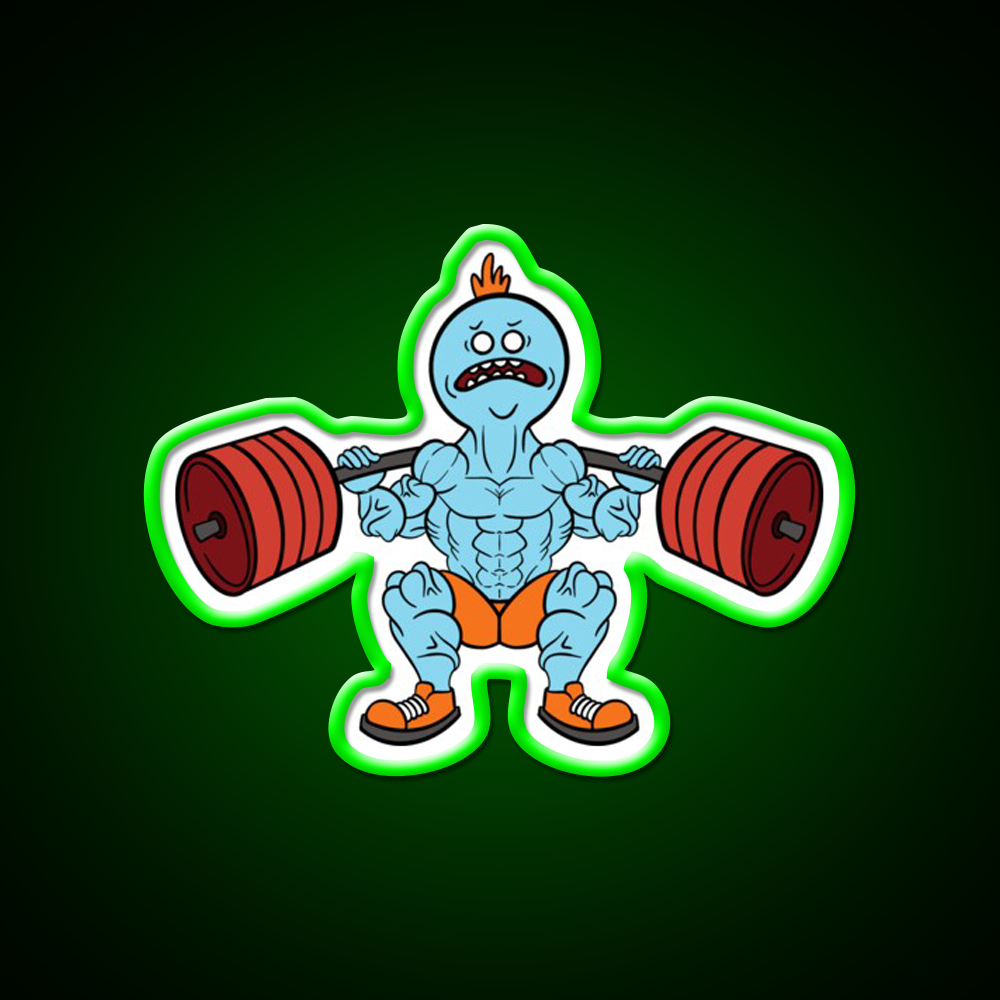 Mr Meeseeks Squats Gym Fitness Led Neon Sign Rgb Color