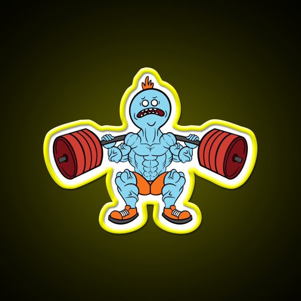 Mr Meeseeks Squats Gym Fitness Led Neon Sign Rgb Color
