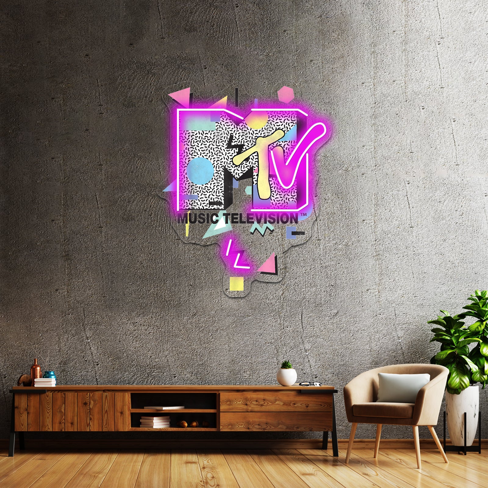Mtv Retro Shape Design Logo Wall Artwork Neon Signs | Shineneon