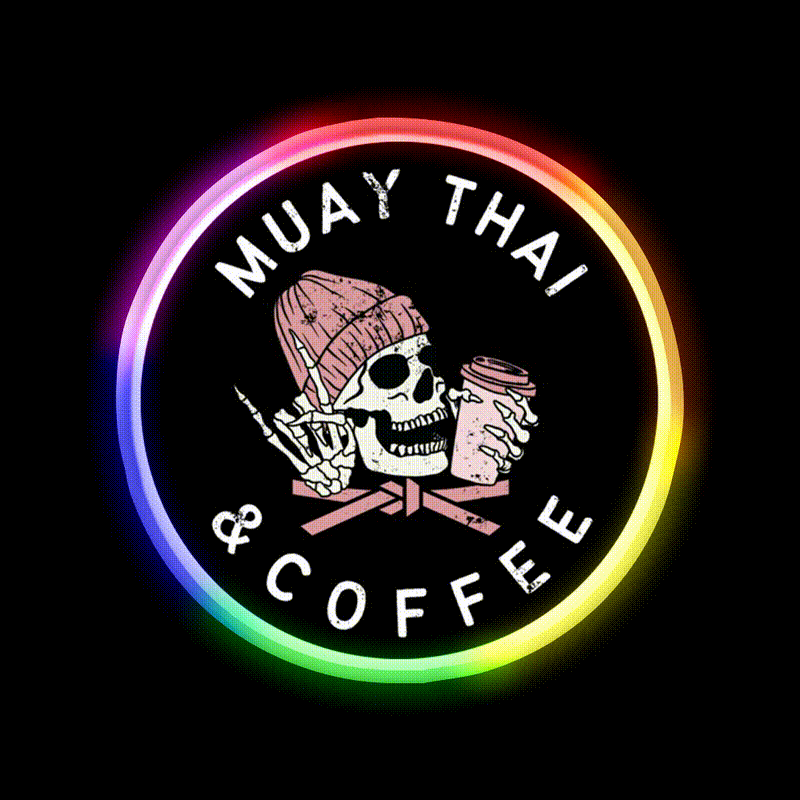 Muay Thai And Coffee Beanie Rock Skull Led Neon Sign Espresso Bar Art Rgb Color