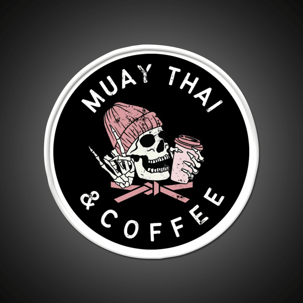 Muay Thai And Coffee Beanie Rock Skull Led Neon Sign Espresso Bar Art Rgb Color - Shineneon