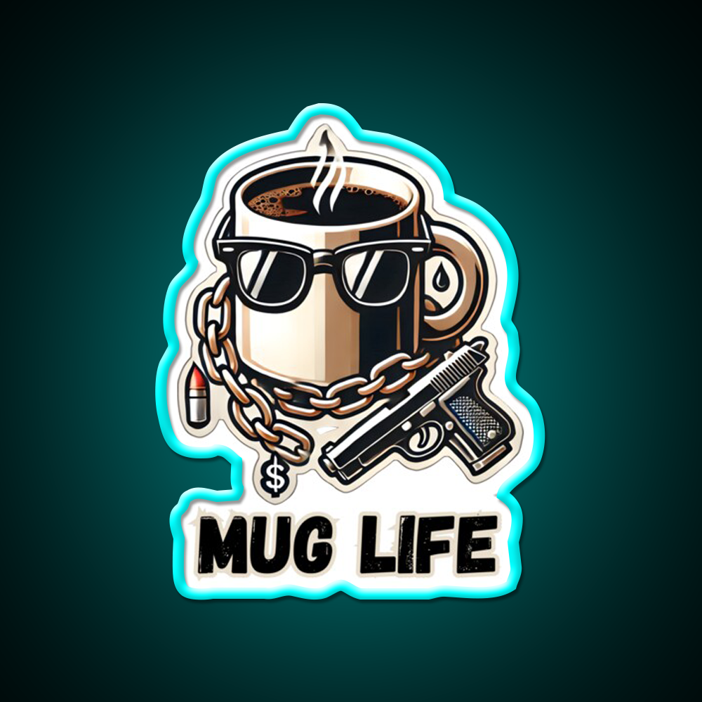 Mug Life Gangsta Coffee Vibes Cafe Led Neon Sign Espresso Bar Art Rgb Color