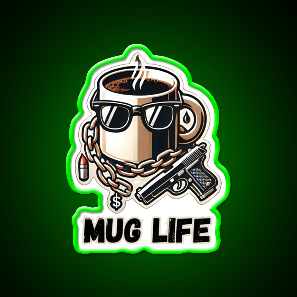 Mug Life Gangsta Coffee Vibes Cafe Led Neon Sign Espresso Bar Art Rgb Color