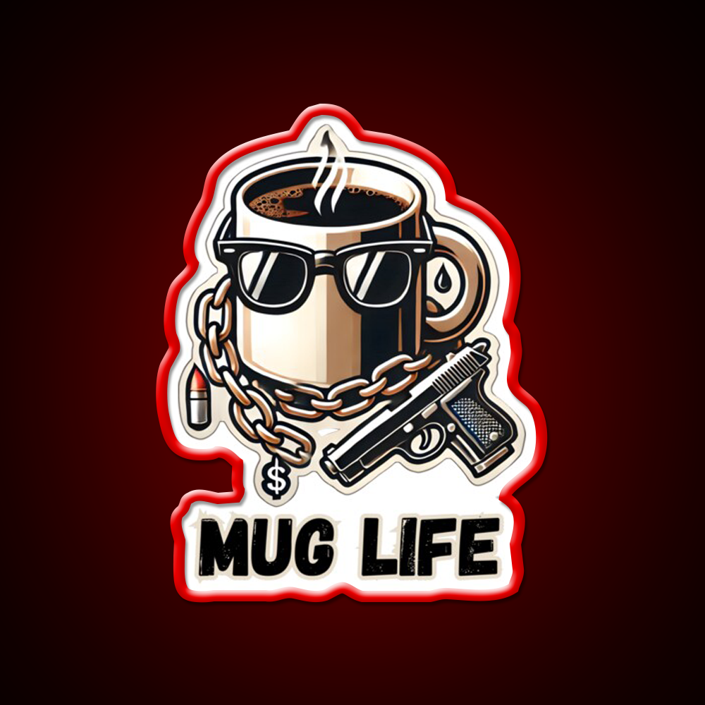 Mug Life Gangsta Coffee Vibes Cafe Led Neon Sign Espresso Bar Art Rgb Color