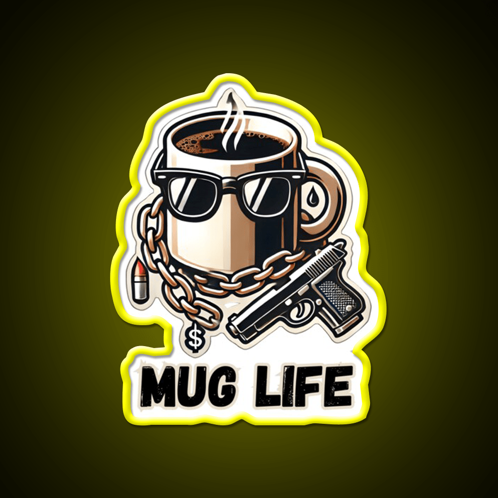 Mug Life Gangsta Coffee Vibes Cafe Led Neon Sign Espresso Bar Art Rgb Color - Shineneon