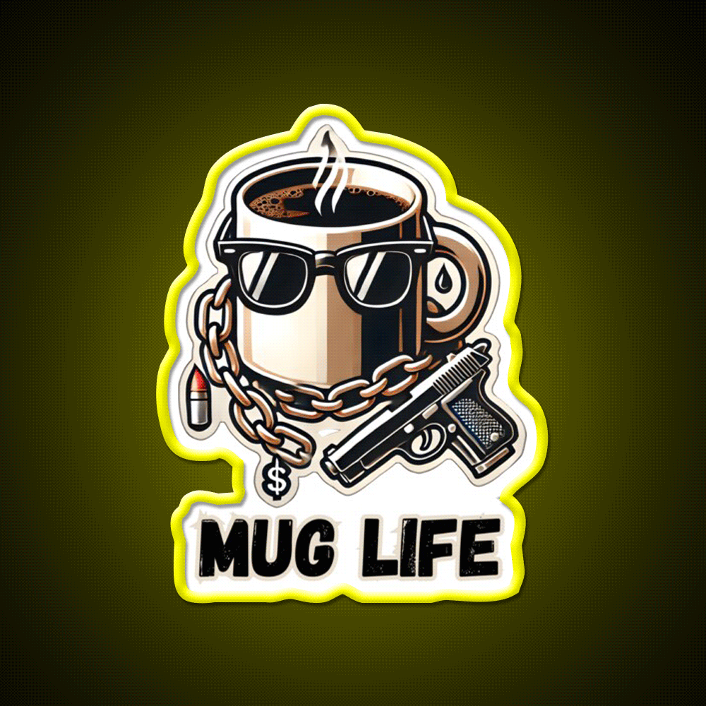 Mug Life Gangsta Coffee Vibes Cafe Led Neon Sign Espresso Bar Art Rgb Color