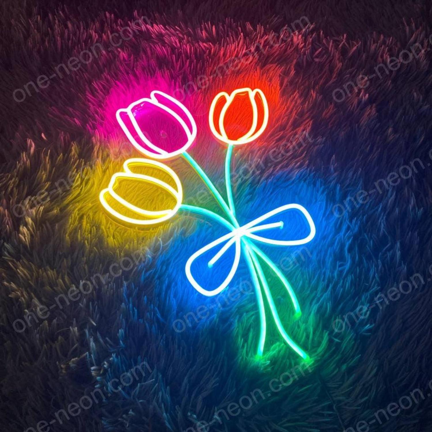 Multi-Color Tulip Bouquet Led Neon Sign For Home Cafe Decor | Shineneon