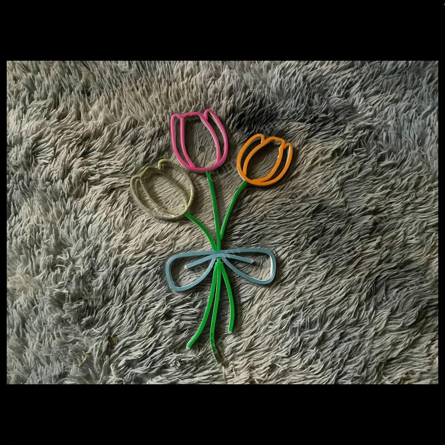 Multi-Color Tulip Bouquet Led Neon Sign For Home Cafe Decor | Shineneon