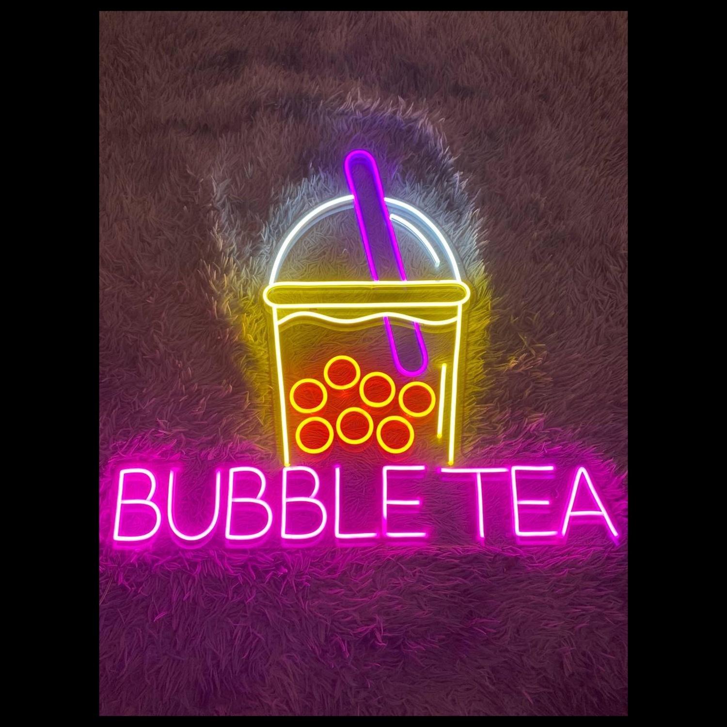 Multicolor Bubble Tea Cup Text Led Neon Sign For Shop Decor | Shineneon